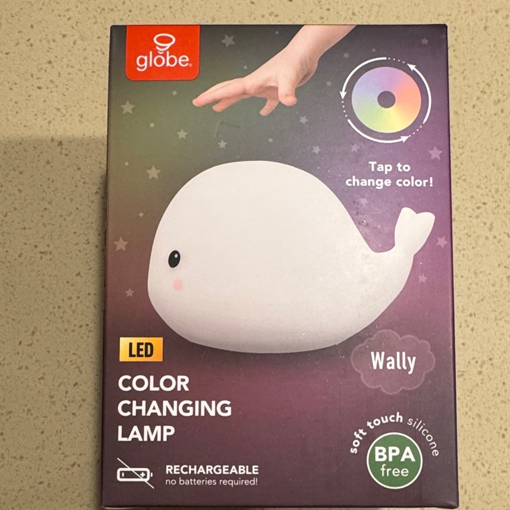 Globe Soft Touch White LED Whale Lamp